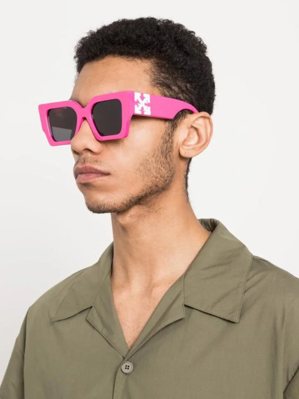 Off-White OERI003 6807 Square Sunglasses – Pink / Grey